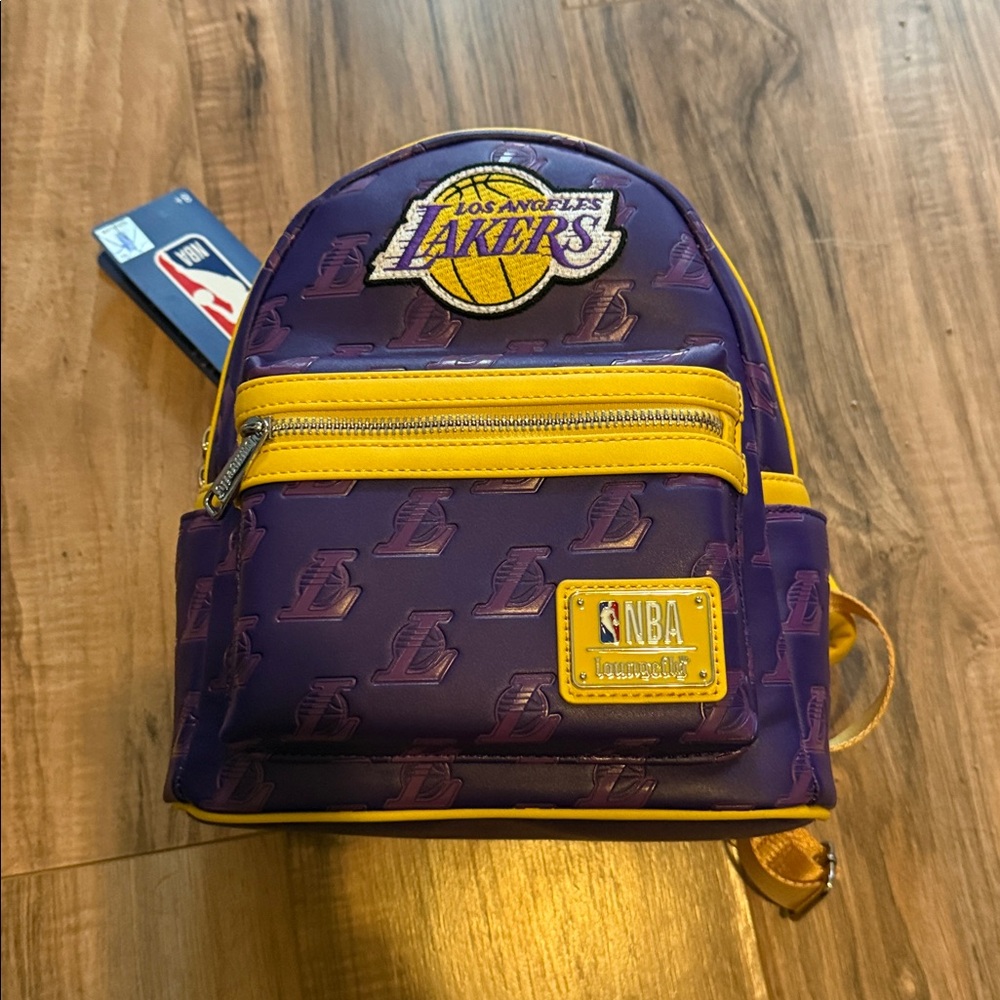 NWT Loungefly NBA Los Angeles Lakers Purple and Yellow Mini Backpack  10in x 9in